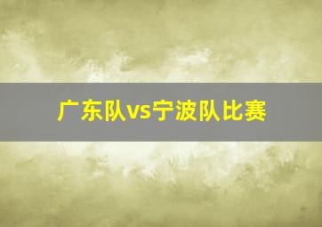 广东队vs宁波队比赛