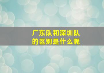 广东队和深圳队的区别是什么呢