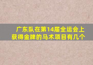 广东队在第14届全运会上获得金牌的马术项目有几个