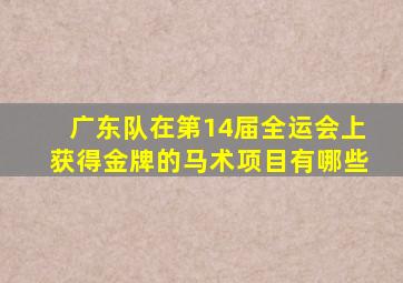 广东队在第14届全运会上获得金牌的马术项目有哪些