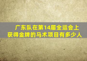 广东队在第14届全运会上获得金牌的马术项目有多少人