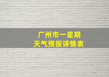 广州市一星期天气预报详情表