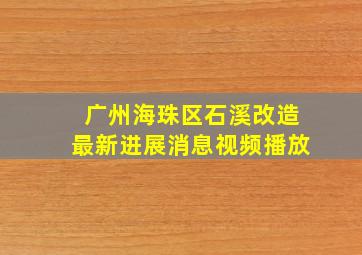 广州海珠区石溪改造最新进展消息视频播放