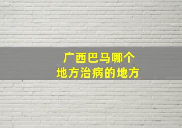 广西巴马哪个地方治病的地方