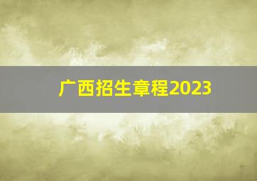 广西招生章程2023