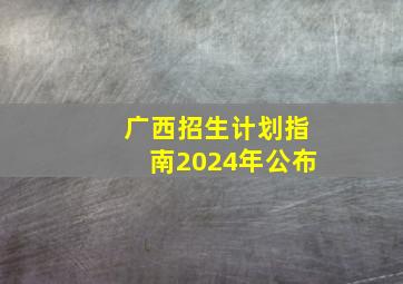 广西招生计划指南2024年公布