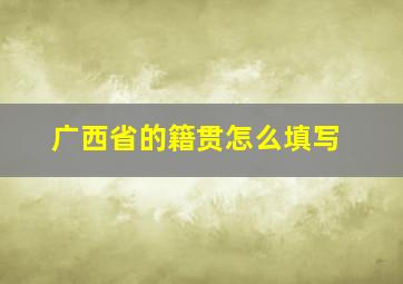 广西省的籍贯怎么填写