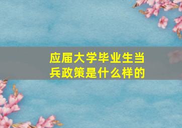 应届大学毕业生当兵政策是什么样的