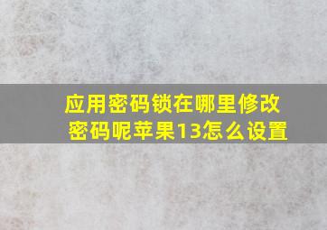 应用密码锁在哪里修改密码呢苹果13怎么设置