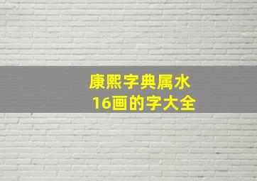 康熙字典属水16画的字大全