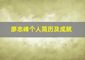 廖志峰个人简历及成就