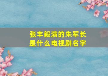 张丰毅演的朱军长是什么电视剧名字