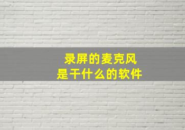 录屏的麦克风是干什么的软件