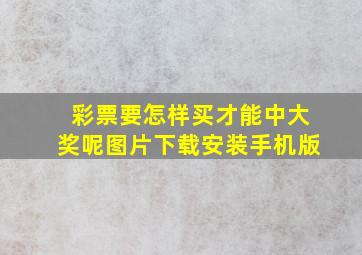 彩票要怎样买才能中大奖呢图片下载安装手机版