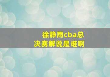 徐静雨cba总决赛解说是谁啊