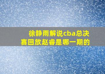 徐静雨解说cba总决赛回放赵睿是哪一期的