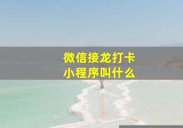 微信接龙打卡小程序叫什么