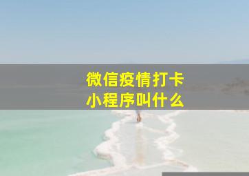 微信疫情打卡小程序叫什么