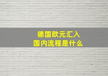 德国欧元汇入国内流程是什么