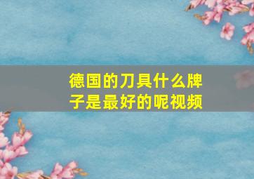 德国的刀具什么牌子是最好的呢视频