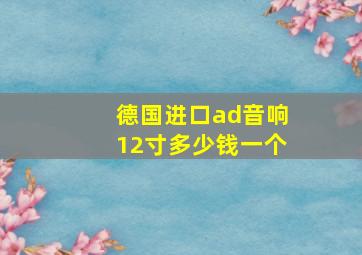 德国进口ad音响12寸多少钱一个