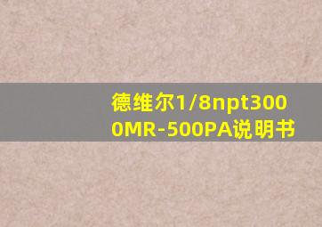 德维尔1/8npt3000MR-500PA说明书