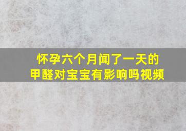 怀孕六个月闻了一天的甲醛对宝宝有影响吗视频