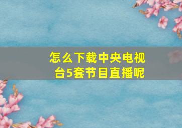 怎么下载中央电视台5套节目直播呢