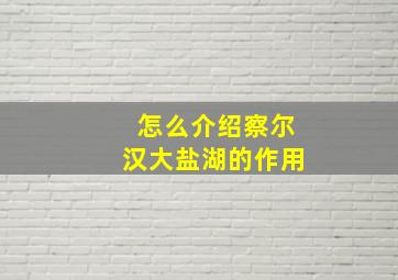 怎么介绍察尔汉大盐湖的作用