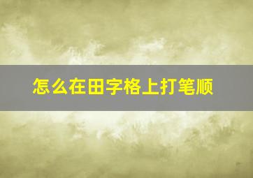 怎么在田字格上打笔顺