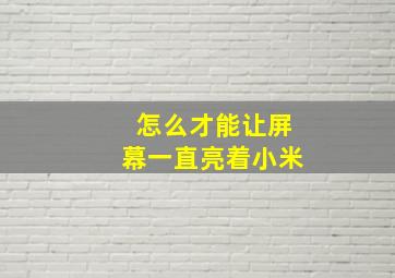 怎么才能让屏幕一直亮着小米