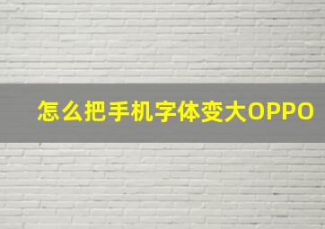 怎么把手机字体变大OPPO