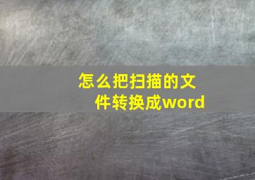 怎么把扫描的文件转换成word