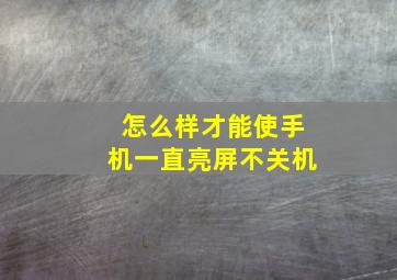 怎么样才能使手机一直亮屏不关机