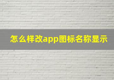 怎么样改app图标名称显示