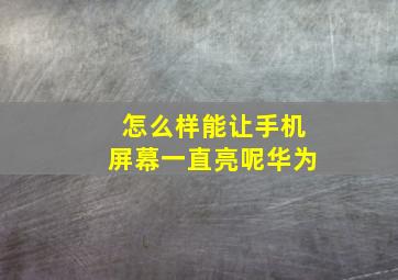 怎么样能让手机屏幕一直亮呢华为