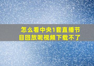 怎么看中央1套直播节目回放呢视频下载不了