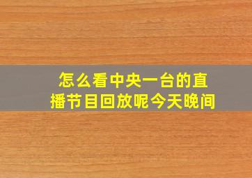 怎么看中央一台的直播节目回放呢今天晚间