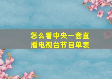 怎么看中央一套直播电视台节目单表