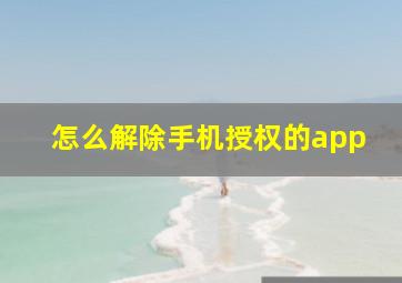 怎么解除手机授权的app