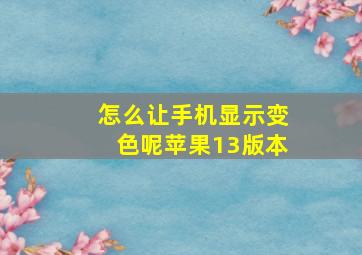 怎么让手机显示变色呢苹果13版本