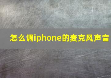 怎么调iphone的麦克风声音