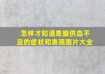 怎样才知道是脑供血不足的症状和表现图片大全