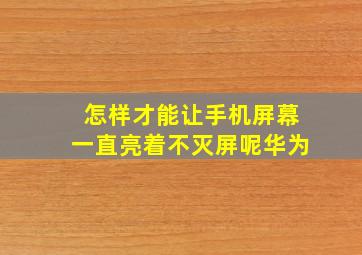 怎样才能让手机屏幕一直亮着不灭屏呢华为