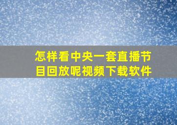 怎样看中央一套直播节目回放呢视频下载软件