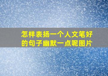 怎样表扬一个人文笔好的句子幽默一点呢图片