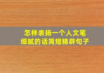 怎样表扬一个人文笔细腻的话简短精辟句子