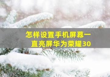 怎样设置手机屏幕一直亮屏华为荣耀30