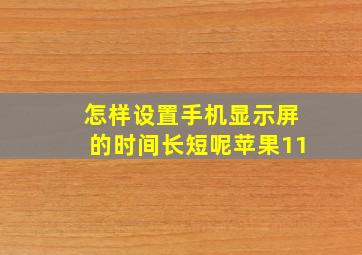 怎样设置手机显示屏的时间长短呢苹果11