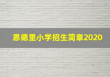 恩德里小学招生简章2020